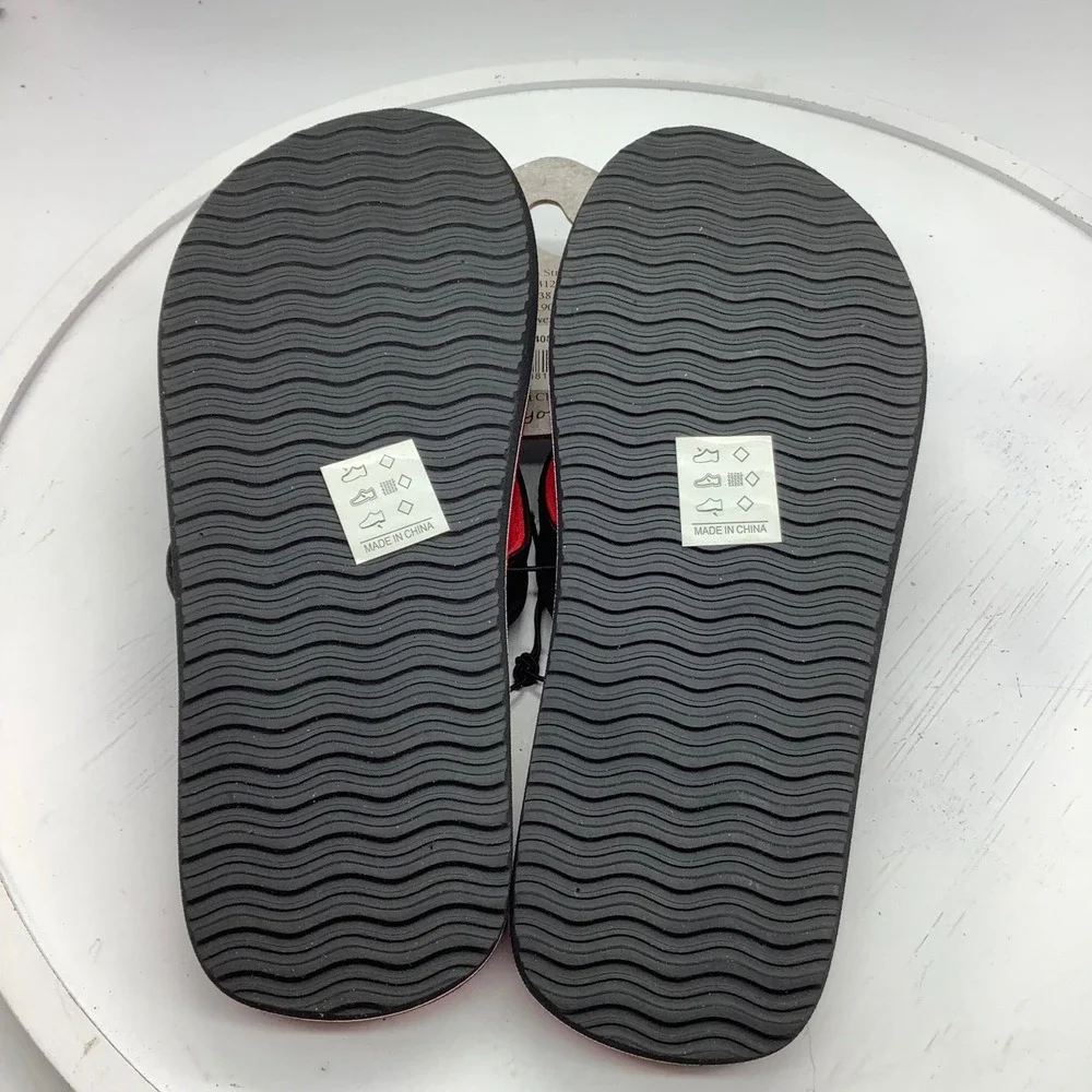 Air Balance Kids Flip Flop Sandals Red Black ABS4082Y Size 1‎ NEW
